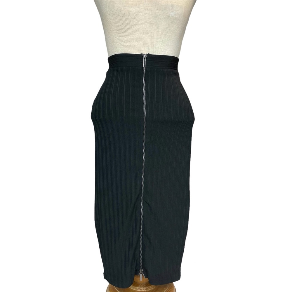 Bebe Full Zip Bodycon Knee Length Pencil Skirt in Black Size XS - Picture 2 of 12